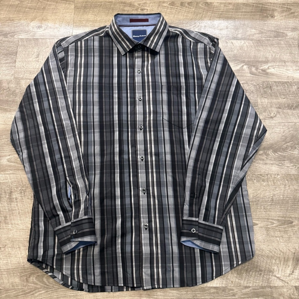 Tommy Bahama Men’s Sz. L Silk Blend Long Sleeve Plaid Button Down Shirt